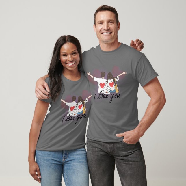 Matching Couple T-Shirts – I Love You Design (Unisex)