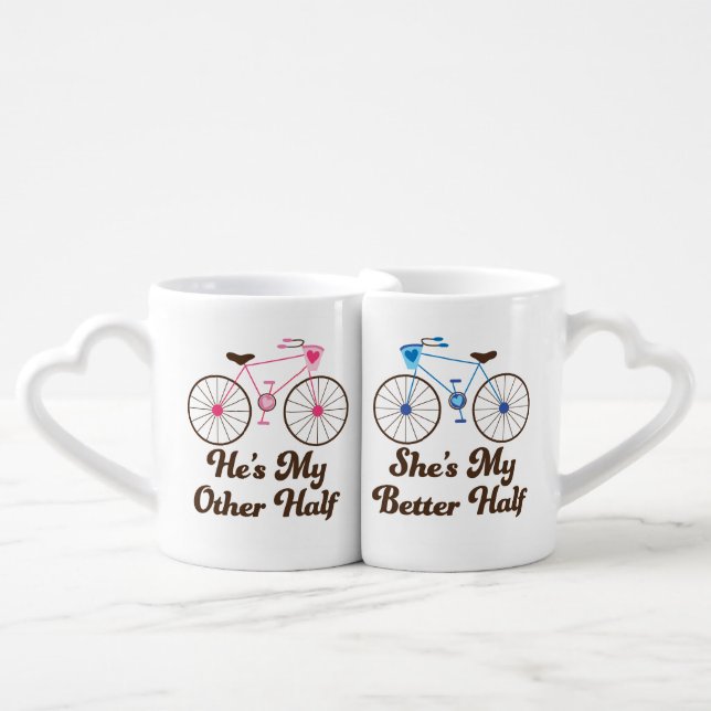 Matching Couples Better Half Love Mugs (Front Nesting)