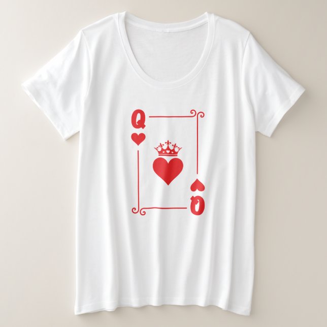 Matching Couples Halloween Costume Queen of Hearts Plus Size T-Shirt (Design Front)