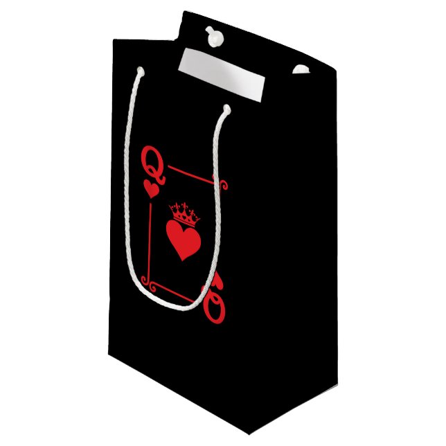 Matching Couples Halloween Costume Queen of Hearts Small Gift Bag (Front Angled)