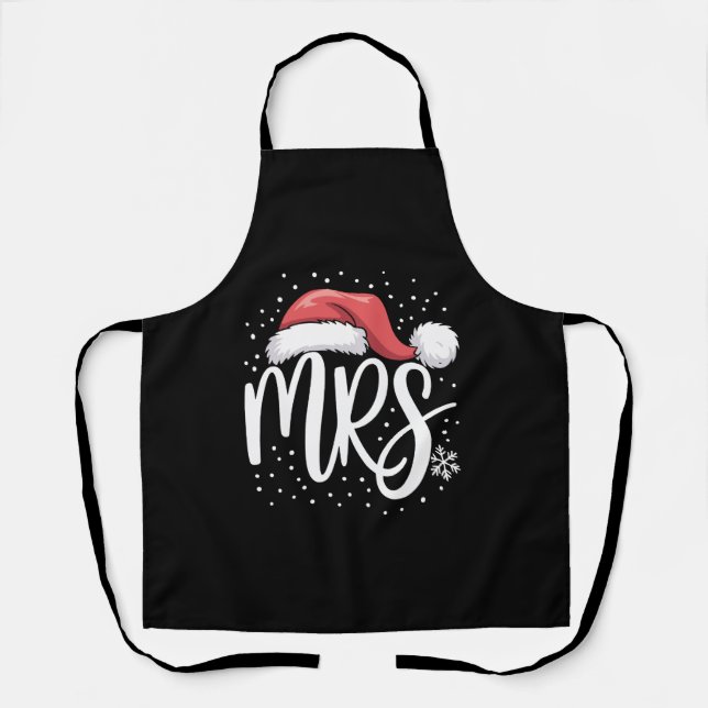Matching Couples Mr Mrs Wedding Xmas Ugly Santa Apron (Front)