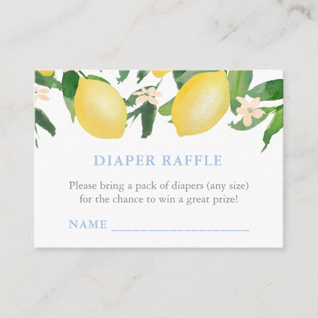 Matching Diaper or Book Raffle Lemons Baby Shower Enclosure Card (Front)