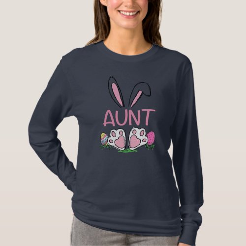 Matching Egg Hunter Cute Bunny Ears Easter Aunt T_Shirt