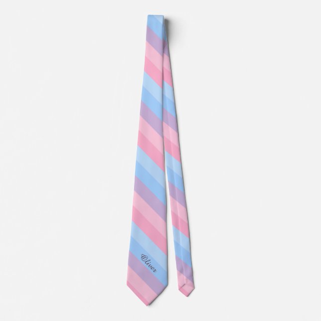 Matching Elegant Trendy Color Stripes Neck Tie (Front)
