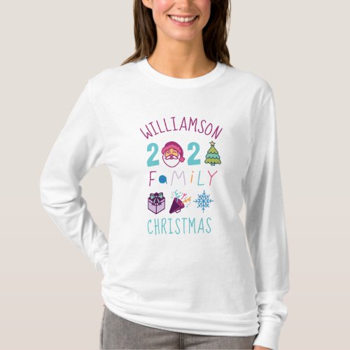 Matching Family 2021 Fun Cartoon Christmas Emoji T_Shirt