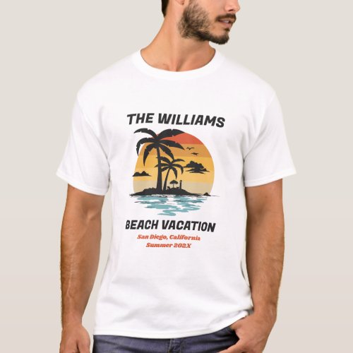 Matching Family Beach Vacation Retro Sunset Custom T_Shirt