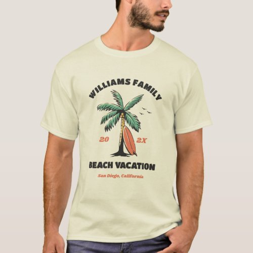 Matching Family Beach Vacation Vintage Palm Tree T_Shirt