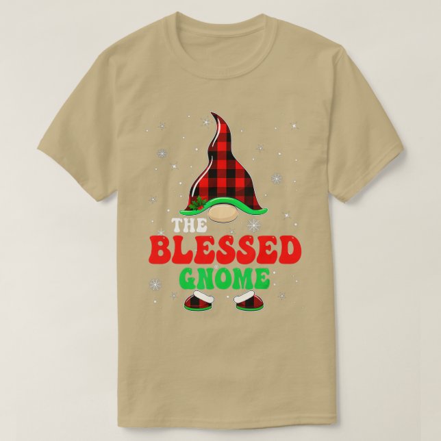 Matching Family Buffalo Plaid The Blessed Gnome Ch T-Shirt (Design Front)