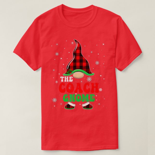 Matching Family Buffalo Plaid The Coach Gnome Chri T-Shirt (Design Front)