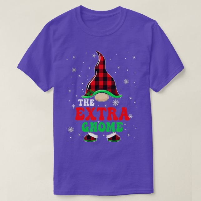 Matching Family Buffalo Plaid The Extra Gnome Chri T-Shirt (Design Front)