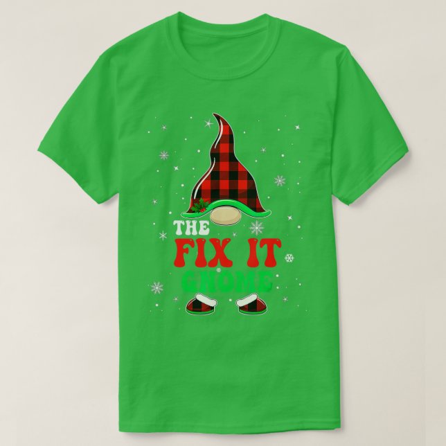 Matching Family Buffalo Plaid The Fix It Gnome Chr T-Shirt (Design Front)