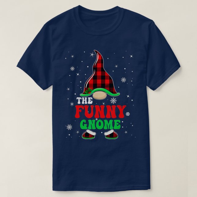Matching Family Buffalo Plaid The Funny Gnome Chri T-Shirt (Design Front)