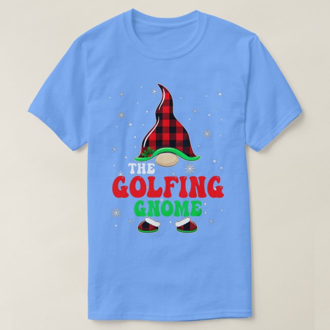 Matching Family Buffalo Plaid The Golfing Gnome Ch T-Shirt (Design Front)