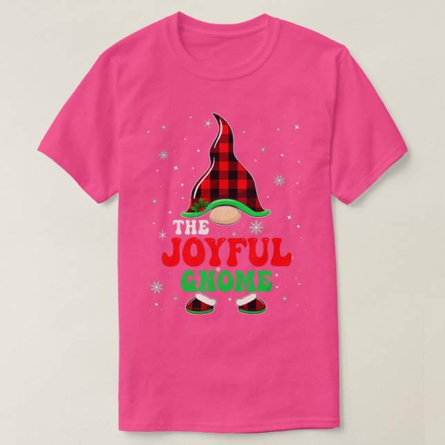Matching Family Buffalo Plaid The Joyful Gnome Chr T-Shirt (Design Front)