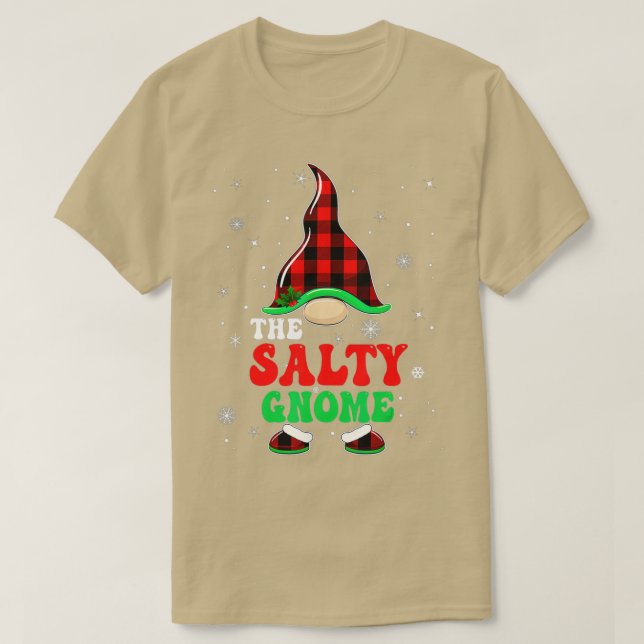 Matching Family Buffalo Plaid The Salty Gnome Chri T-Shirt (Design Front)