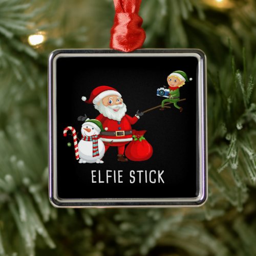Matching Family Christmas 2022 â Santa Elfie Stick Metal Ornament