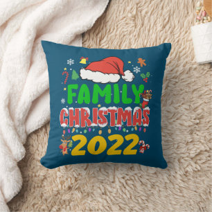 Matching Family Christmas 2022 Team Santa Elf Squa Throw Pillow