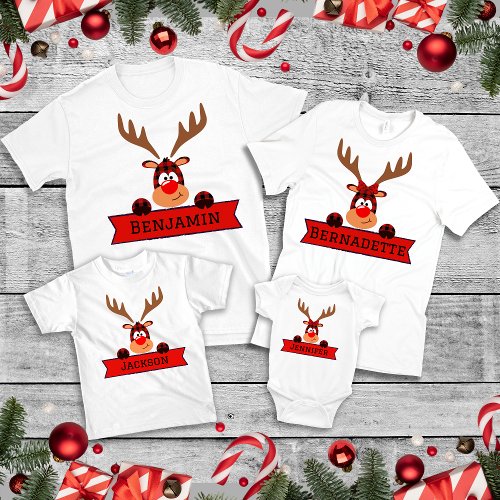 Matching Family Christmas Buffalo Plaid Reindeer  Baby T_Shirt