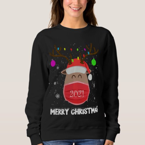 Matching Family Christmas Cute Reindeer Face  For  Sweatshirt