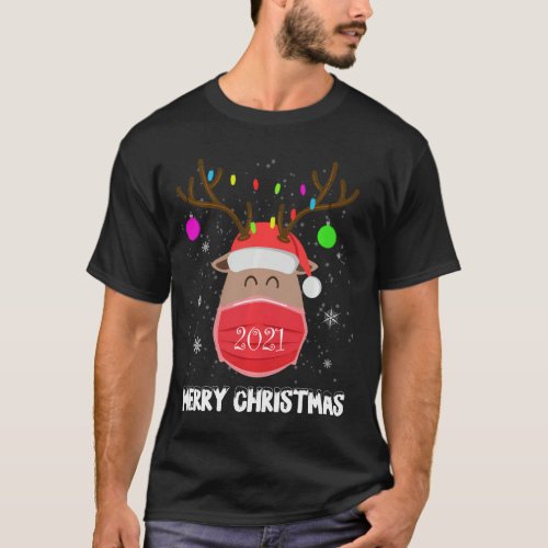Matching Family Christmas Cute Reindeer Face  For  T_Shirt