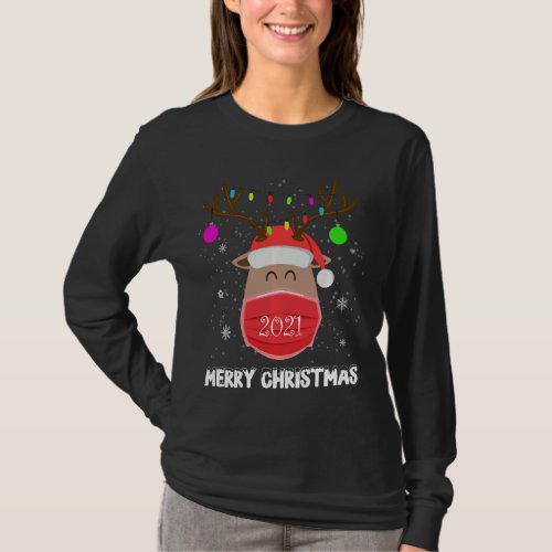 Matching Family Christmas Cute Reindeer Face  For  T_Shirt
