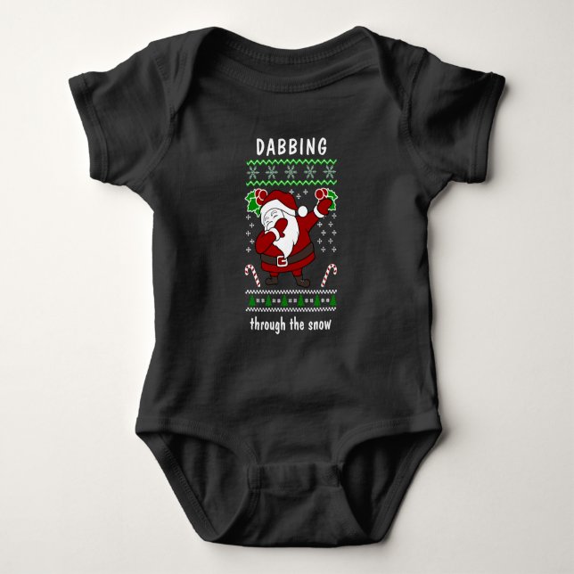 Matching Family Christmas Dabbing Through The Snow Baby Bodysuit (Front)