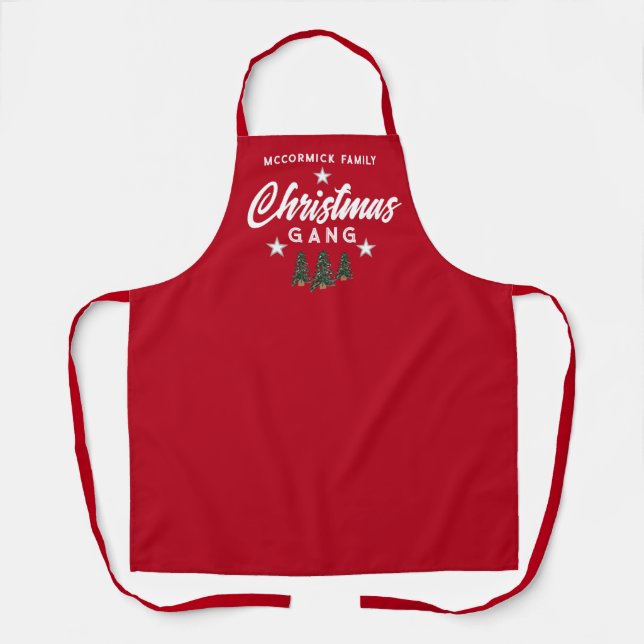 Matching Family Christmas Gang Fun Personalized Apron (Front)