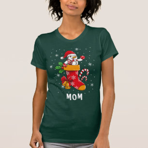 Matching Family Christmas Holiday Custom Name Mom T-Shirt
