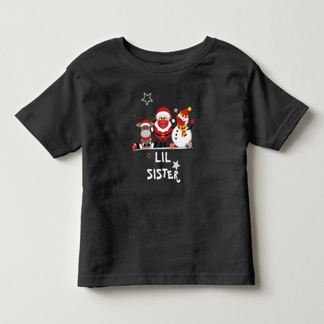 Matching Family Christmas Holiday Lil Sister Toddler T-shirt (Front)