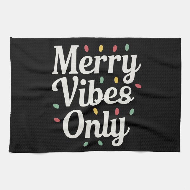 Matching Family Christmas Merry Vibes Only Lights  Kitchen Towel (Horizontal)