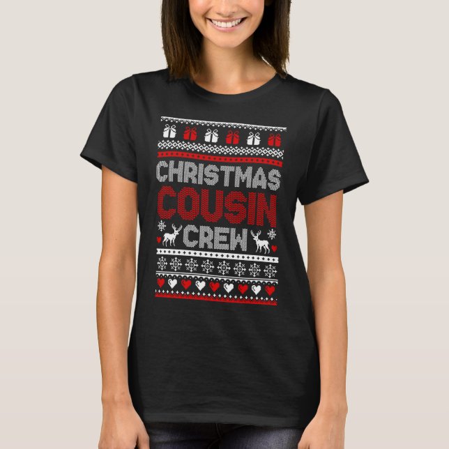 Matching Family Christmas Pajamas Cousin Crew T-Shirt (Front)