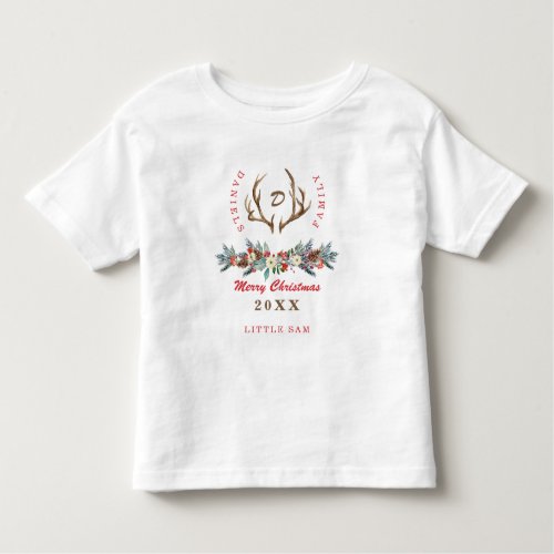 Matching family Christmas rustic cute monogrammed Toddler T_shirt