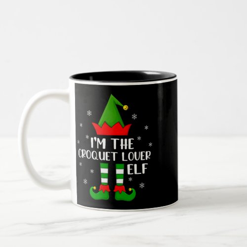 Matching Family Funny Im The Croquet Lover Elf Chr Two_Tone Coffee Mug