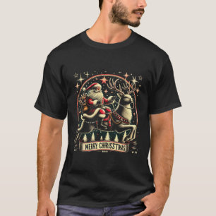 Matching Family Funny Santa Riding Deer Christmas T-Shirt
