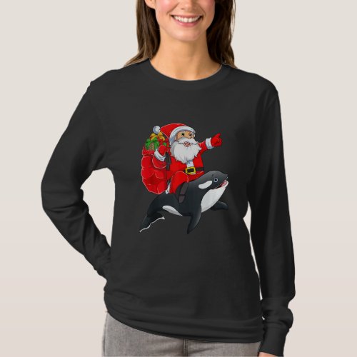 Matching Family Funny Santa Riding Orca Fish Chris T_Shirt