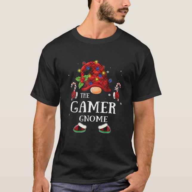 Matching Family Funny The Gamer Gnome Christmas Gr T-Shirt (Front)