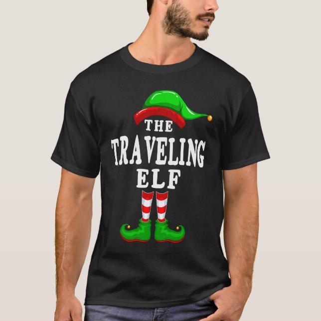 Matching Family Group Christmas  The Traveling Elf T-Shirt (Front)
