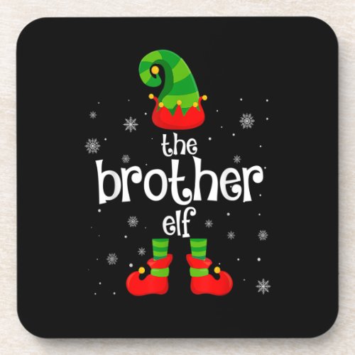 Matching Family Group Funny Im The Brother Elf Ch Beverage Coaster