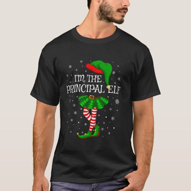 Matching Family Group I m The Principal Elf Christ T-Shirt (Front)