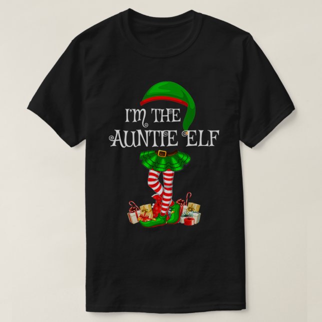 Matching Family Group I'm The Auntie Elf Christmas T-Shirt (Design Front)