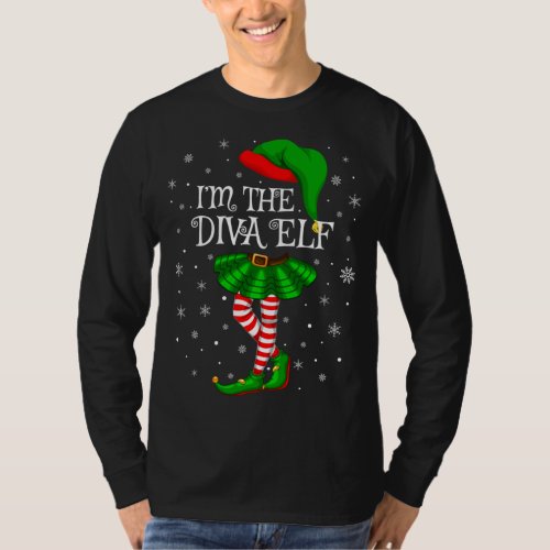 Matching Family Group Im The Diva Elf Christmas T_Shirt