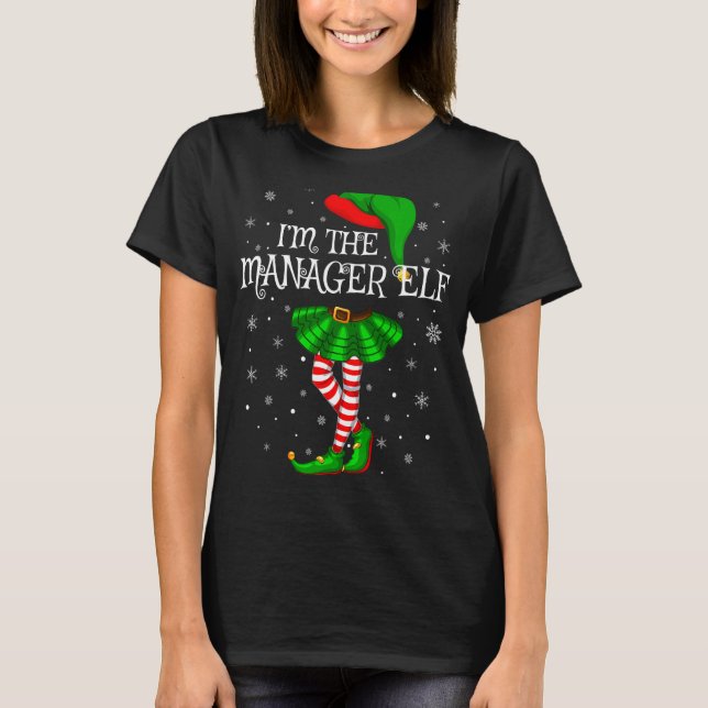 Matching Family Group I'm The Manager Elf Christma T-Shirt (Front)