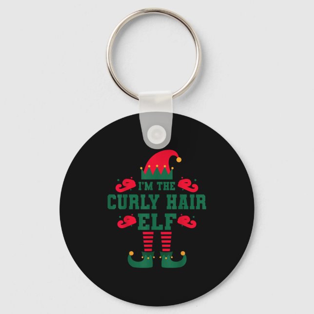 Matching Family I'm The Curly Hair Elf Christmas  Keychain (Front)