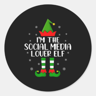 Matching Family I'm The Social Media Lover Elf Chr Classic Round Sticker