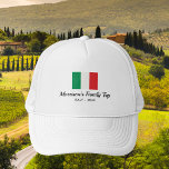 Matching Family Italy Trip Italian Flag Custom Trucker Hat<br><div class="desc">Traveling to Italy with your family or a travel group? Then this hat is perfect - design features the Italian flag and 2 lines of custom text. Add your family or group name, date of vacation or any custom text. Simple and classic - the perfect hat for your Italian adventures...</div>