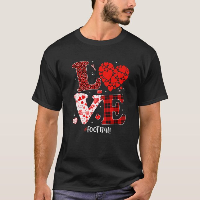 Matching Family Love Football Heart Funny Valentin T-Shirt (Front)