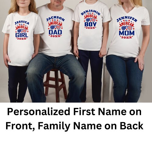 Matching Family Name 4th of July All American Boy Baby T_Shirt