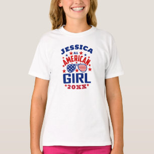 Matching Family Name 4th of July All American Girl T-Shirt