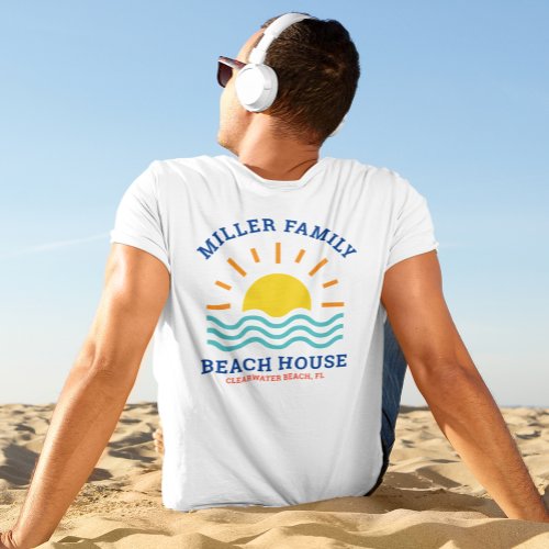 Matching Family Name Summer Sunset Beach House T_Shirt