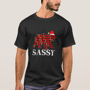 Matching Family Pajamas Buffalo Plaid Sassy Bear C T-Shirt
